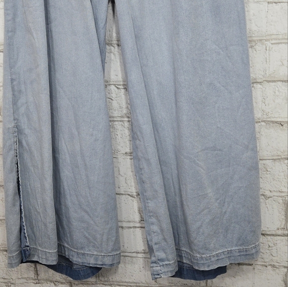 Rewash Light Blue Wide Leg Tie Waist Pants - Picture 2 of 16